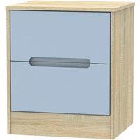 Welcome Furniture Ready Assembled Barquero 2-Drawer Bedside Table - Pine/Denim, Blue