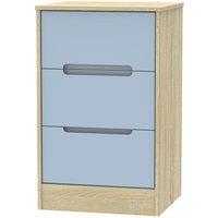 Welcome Furniture Ready Assembled Barquero 3-Drawer Bedside Table - Pine/Denim, Blue