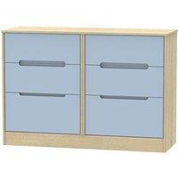 Welcome Furniture Ready Assembled Barquero 6-Drawer Midi Chest - Pine/Denim, Blue