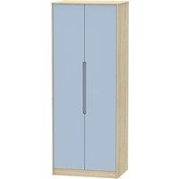 Welcome Furniture Ready Assembled Barquero Tall 2-Door Wardrobe - Pine/Denim, Blue