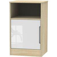 Welcome Furniture Ready Assembled Barquero 1-Door Bedside Table - Pine/White Gloss, White