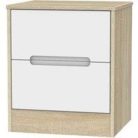 Welcome Furniture Ready Assembled Barquero 2-Drawer Bedside Table - Pine/White Gloss, White