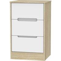 Welcome Furniture Ready Assembled Barquero 3-Drawer Bedside Table - Pine/White Gloss, White