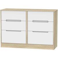 Welcome Furniture Ready Assembled Barquero 6-Drawer Midi Chest - Pine/White Gloss, White