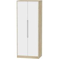 Welcome Furniture Ready Assembled Barquero Tall 2-Door Wardrobe - Pine/White Gloss, White