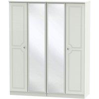 Welcome Furniture Ready Assembled Montego 4-Door Mirrored Wardrobe - Ash Grey, Grey