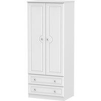 Welcome Furniture Ready Assembled Montego Tall 2-Door 2-Drawer Gents Wardrobe - White, White