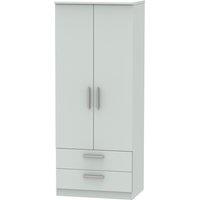 Welcome Furniture Ready Assembled Fourisse 2-Door Wardrobe with Drawers - Grey, Grey