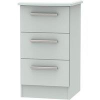 Welcome Furniture Ready Assembled Fourisse 3-Drawer Bedside Table - Grey, Grey