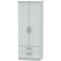 Welcome Furniture Ready Assembled Fourisse Tall 2-Door Wardrobe with Drawers -Grey, Grey