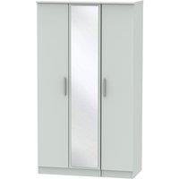 Welcome Furniture Ready Assembled Fourisse Tall 3-Door Mirrored Wardrobe -Grey, Grey