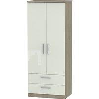 Welcome Furniture Ready Assembled Kirkhill 2-Door Wardrobe with Drawers -Taupe Cedar, Brown