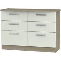Welcome Furniture Ready Assembled Kirkhill 6-Drawer Midi Chest of Drawers - Taupe Cedar, White
