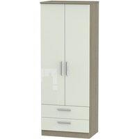 Welcome Furniture Ready Assembled Kirkhill Tall 2-Door Wardrobe with Drawers -Taupe Cedar, Brown