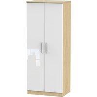 Welcome Furniture Ready Assembled Kirkhill 2-Door Wardrobe - White Oak, White
