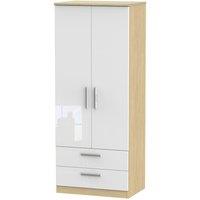 Welcome Furniture Ready Assembled Kirkhill 2-Door Wardrobe with Drawers - White Oak, White