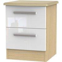 Welcome Furniture Ready Assembled Kirkhill 2-Drawer Bedside Table - White Oak, White