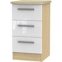 Welcome Furniture Ready Assembled Kirkhill 3-Drawer Bedside Table - White Oak, White