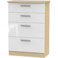 Welcome Furniture Ready Assembled Kirkhill 4-Drawer Chest of Drawers White Oak, White