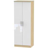 Welcome Furniture Ready Assembled Kirkhill Tall 2-Door Wardrobe - White Oak, White
