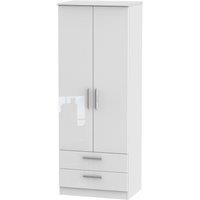 Welcome Furniture Ready Assembled Fourisse Tall 2-Door Wardrobe with Drawers -White, White