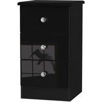 Welcome Furniture Ready Assembled Tedesca 3-Drawer Bedside Table - Black, Black