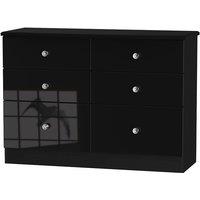 Welcome Furniture Ready Assembled Tedesca 6-Drawer Midi Chest of Drawers - Black, Black