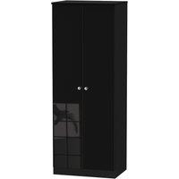 Welcome Furniture Ready Assembled Tedesca Tall 2-Door Wardrobe -Black, Black