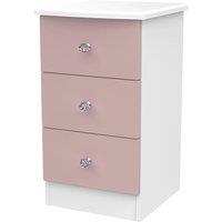 Welcome Furniture Ready Assembled Tedesca 3-Drawer Bedside Table - Pink, Pink