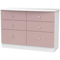 Welcome Furniture Ready Assembled Tedesca 6Drawer Midi Chest of Drawers - Pink, Pink