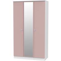 Welcome Furniture Ready Assembled Tedesca Tall 3-Door Mirrored Wardrobe - Pink, Pink