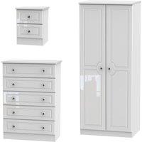 Ready Assembled Berryfield Wardrobe, Chest of Drawers and Bedside Cabinet Set, White