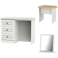 Ready Assembled Otega 3-Piece Dressing Table Set - White, White