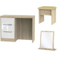 Ready Assembled Barquero 3-Piece Vanity Set - Pine/White Gloss, White
