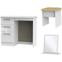 Ready Assembled Fourisse 3-Piece Dressing Table Set - White, White