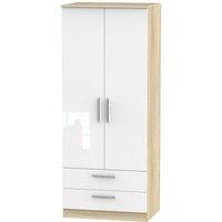 Welcome Furniture Ready Assembled Goodland 2-Door Wardrobe with Drawers - White, White