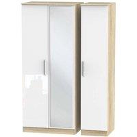 Welcome Furniture Ready Assembled Goodland 3-Door Mirrored Wardrobe - White, White