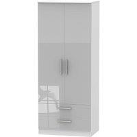 Welcome Furniture Ready Assembled Goodland 2-Door Wardrobe with Drawers - Grey, Grey