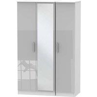 Welcome Furniture Ready Assembled Goodland 3-Door Mirrored Wardrobe Grey, Grey