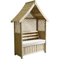 Zest Norfolk Garden Arbour with Storage Box & Seat Cushion - Stone, Cream