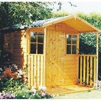 Shire Casita 7ft x 9ft Wooden Garden Shed with Veranda, Brown