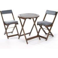 Greenhurst Raffles Bistro Set with Cushions - Grey, Grey