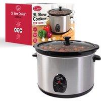 Quest 35280 5L Electrical Slow Cooker - Stainless Steel, Silver