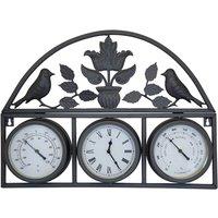 Charles Bentley Shabby Chic Wall Clock with Thermometer and Hygrometer - Black, Black