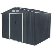 Charles Bentley 9ft x 6ft Metal Shed - Dark Grey, Grey