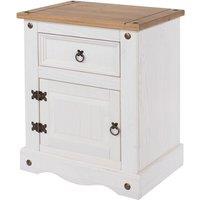 Core Products Halea 1-Drawer, 1-Door Bedside Cabinet - White, White