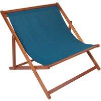 Charles Bentley Wooden Eucalyptus Folding Double Deck Chair - Blue, Blue