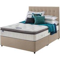 Silentnight Miracoil Geltex 135cm Non-Storage Divan Set Sandstone No Headboard, Brown