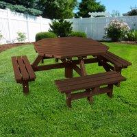 NBB Recycled Furniture NBB Recyled Heavy Duty Octagonal 8-Seater Picnic Table - Brown, Brown