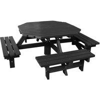 NBB Recycled Furniture NBB Recycled Octagonal 8-Seater Picnic Table - Black, Black